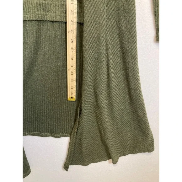 Rosegal Hoodie Dress Womens Large Olive Green Ribbed Handkerchief Hem Goth Boho - Picture 7 of 10